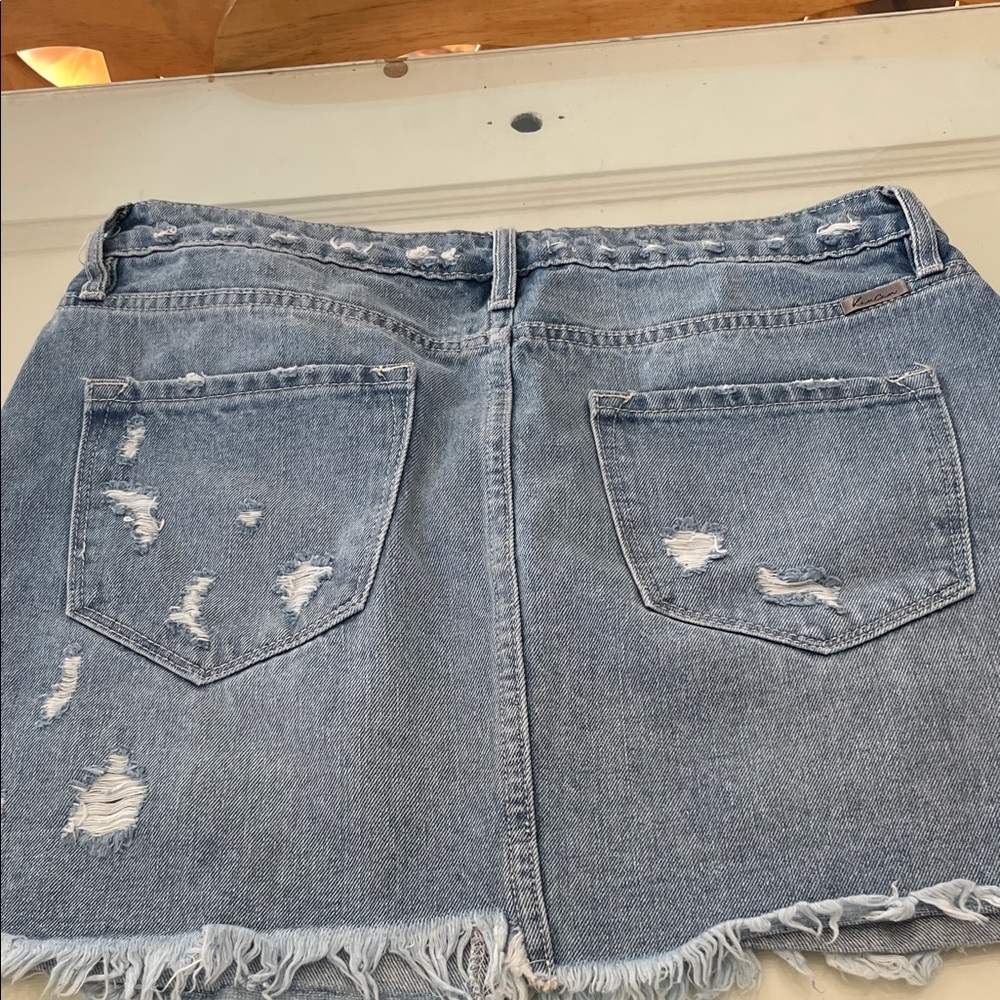 KanCan Light Blue Distressed Mini Skirt - Picture 4 of 6
